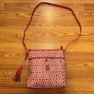 Brighton Water repellent nylon ikat crossbody orange Purse